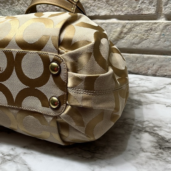 Coach Op Art Canvas Shoulder Bag 13880 Beige Gold Metallic In GUC. - Picture 11 of 14